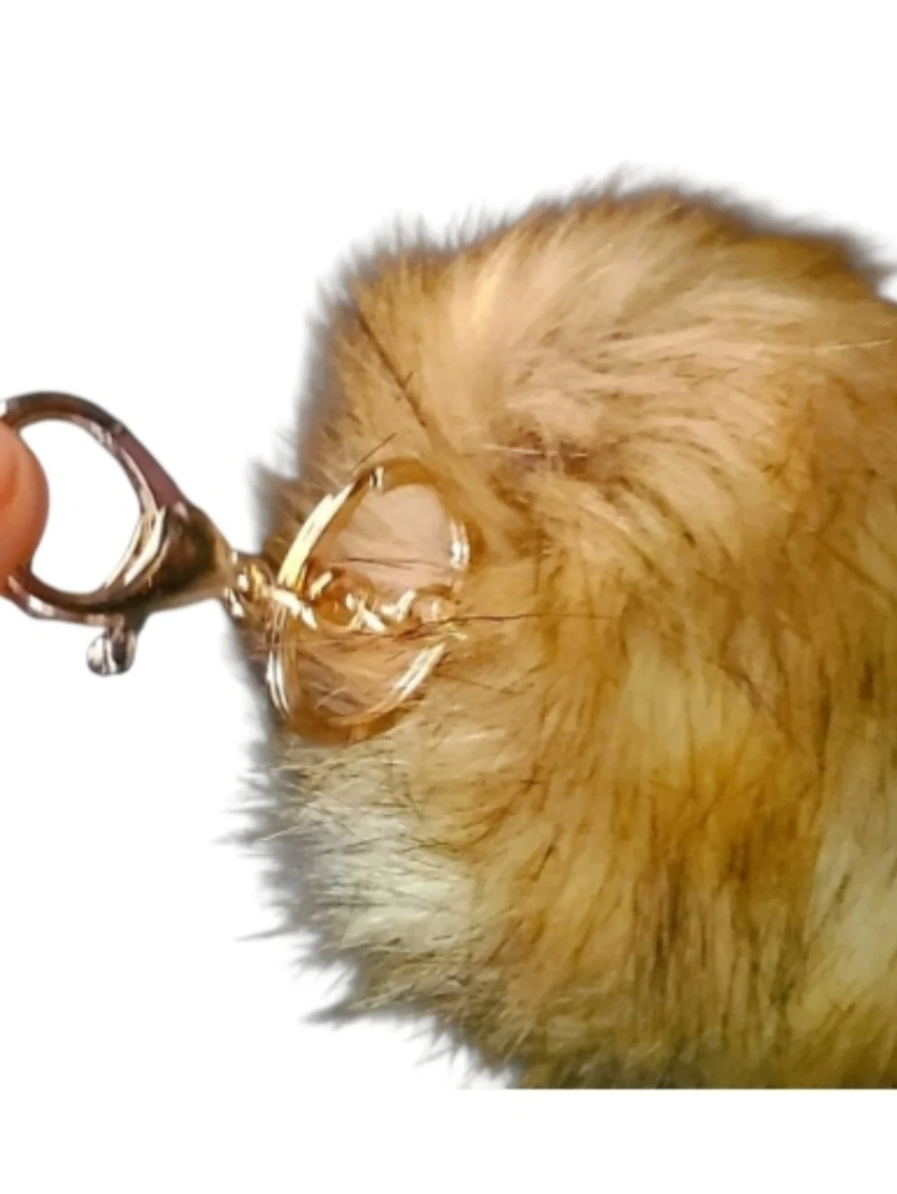 Brown/Tan Faux Fur Large Pom Bagcharm
